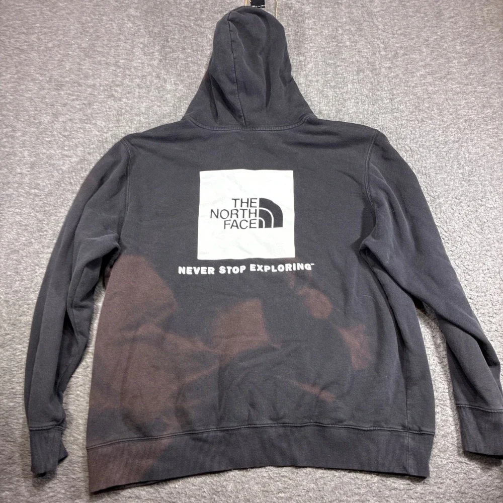 The North Face Hoodie Mens XL Black Sick Faded Sun Box Logo Pullover Gorpore